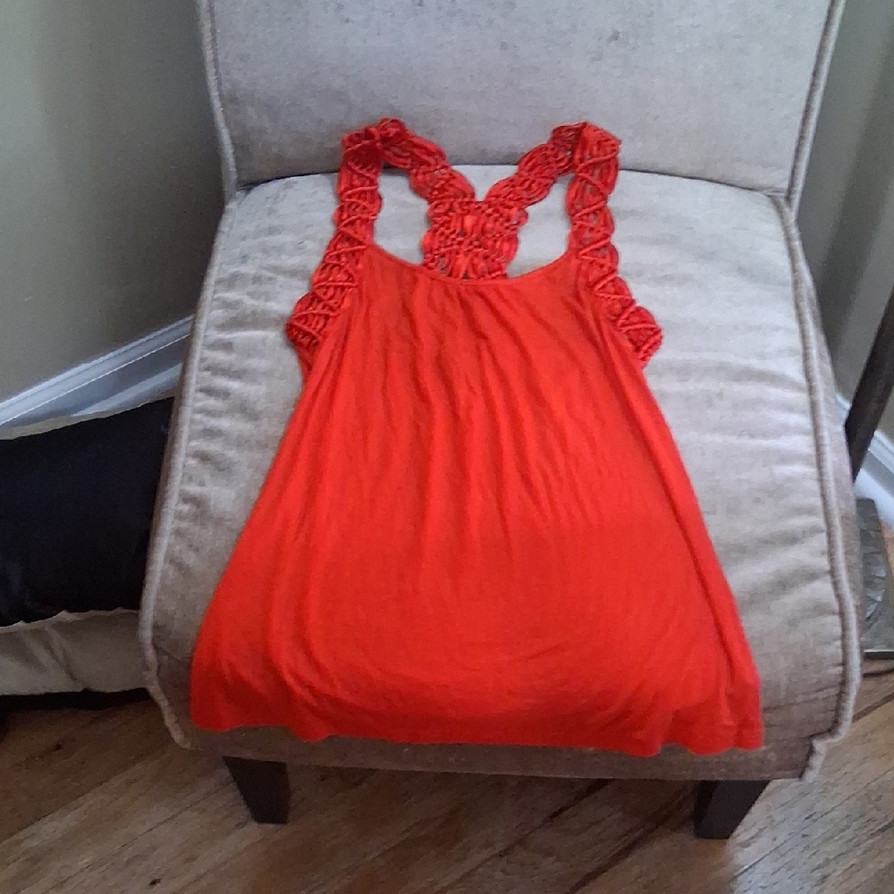 Forever 21 Orange Ruched Backless Tank Top